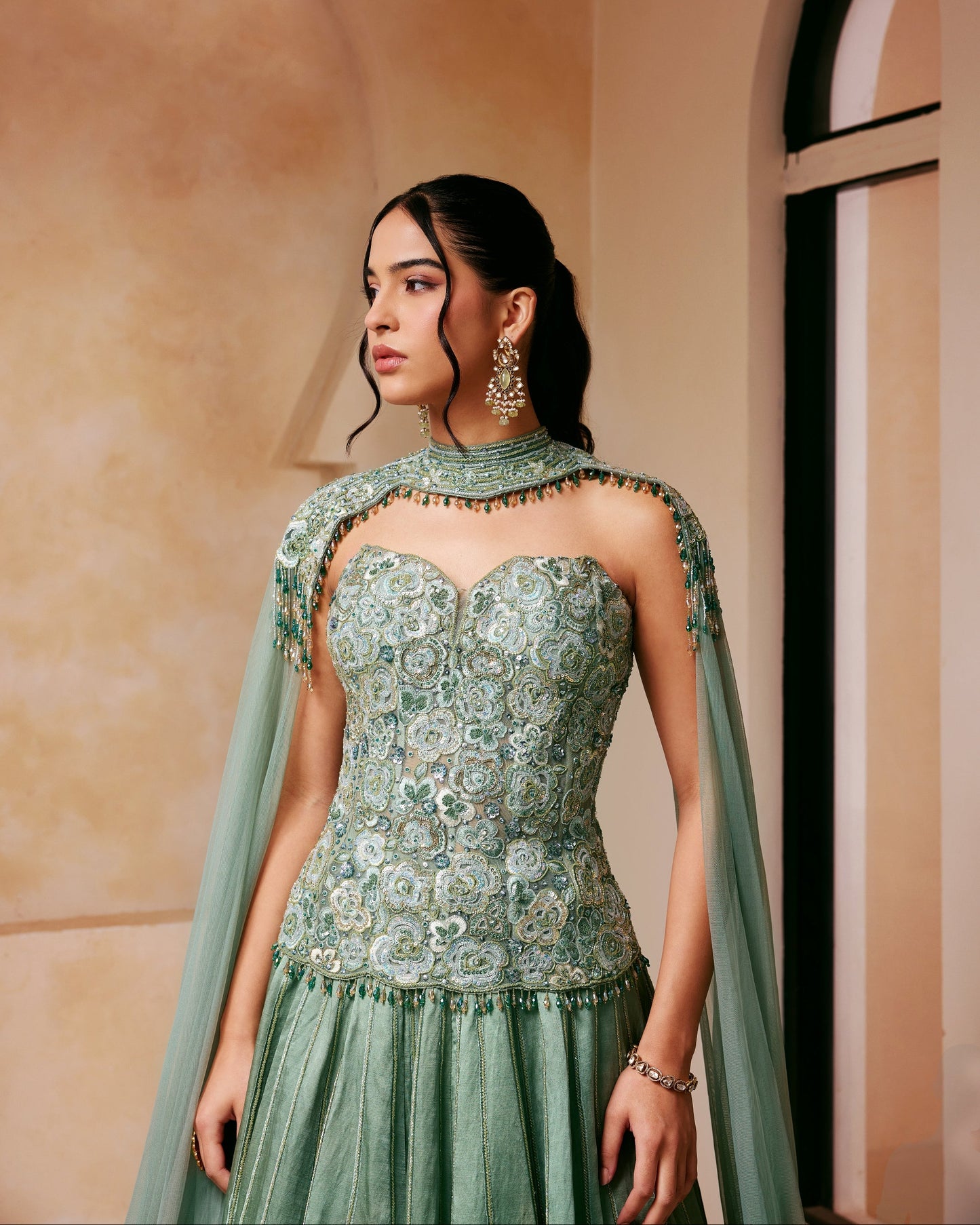 Sage Embellished Lehenga Set