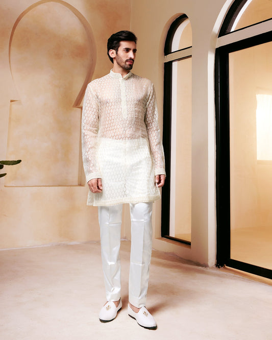 Ivory Embroidered Kurta Set