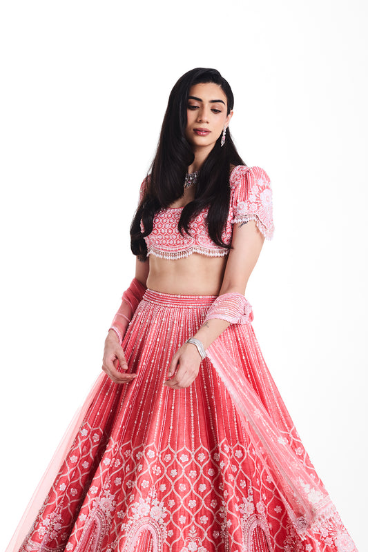 Coral Blossom Lehenga Set