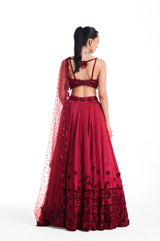 Scarlet Bloom Lehenga Set
