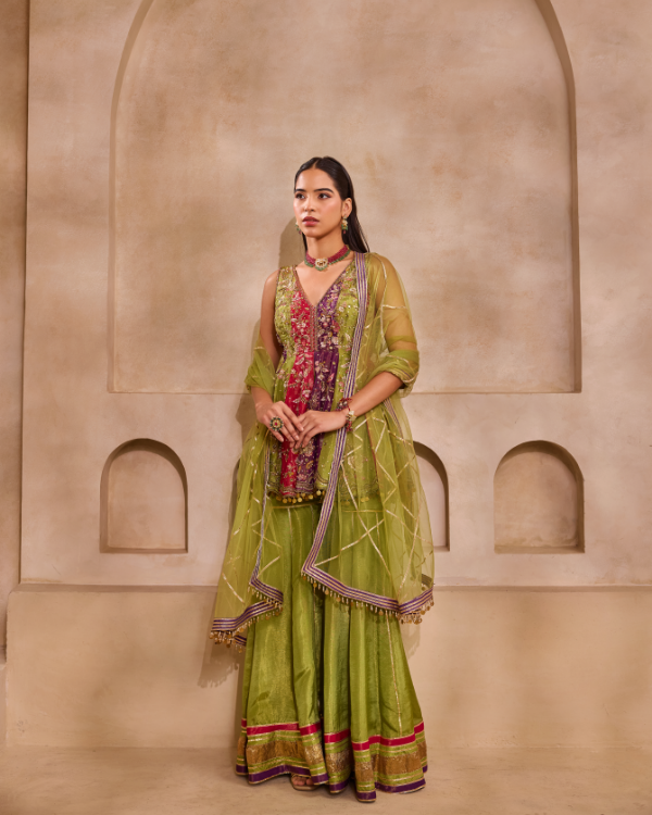 Peplum Style Kurti with Sharara