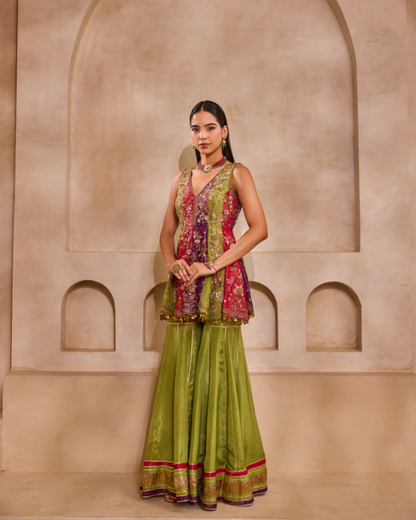 Peplum Style Kurti with Sharara