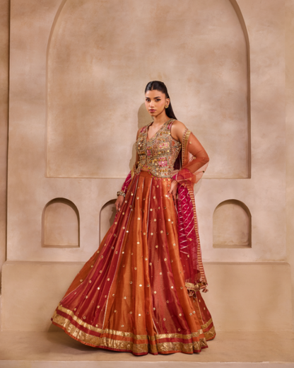 Two-Shade Kali Lehenga