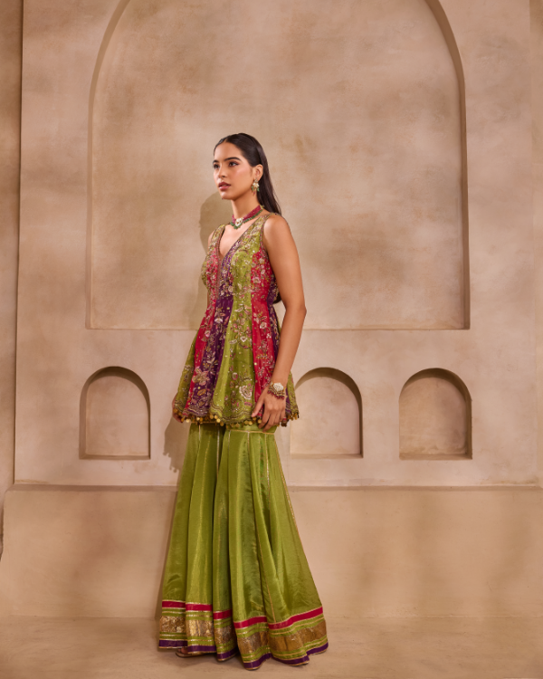 Peplum Style Kurti with Sharara