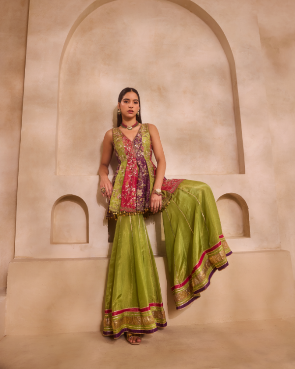 Peplum Style Kurti with Sharara