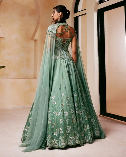 Sage Embellished Lehenga Set