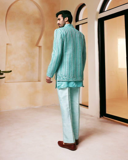 Mint green  Bandhgala Jacket set