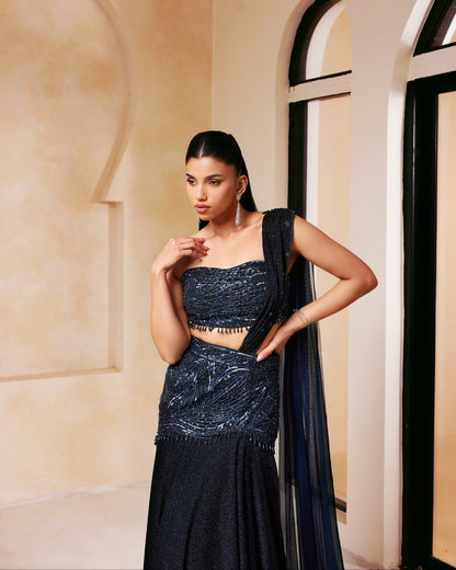 Midnight Black Lehenga Set