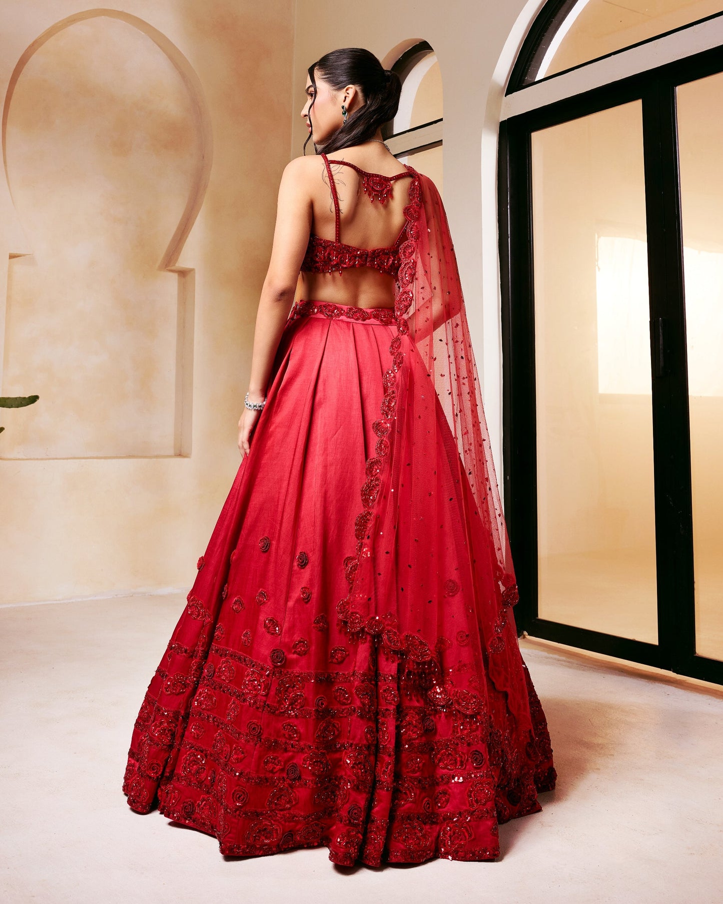 Crimson Embellished Lehenga Set