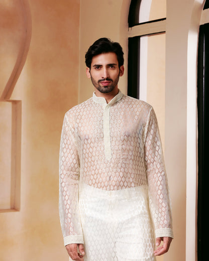 Ivory Embroidered Kurta Set