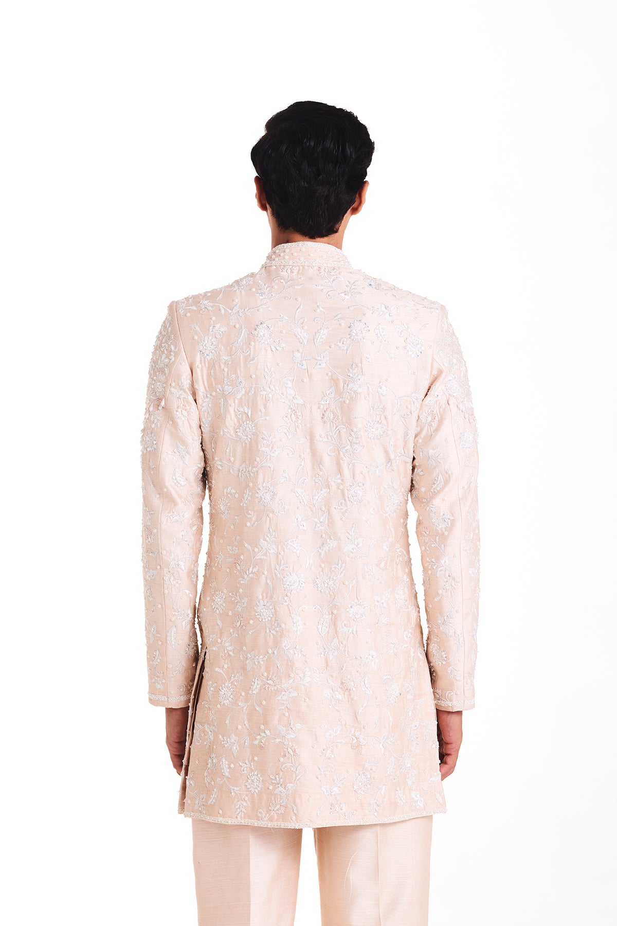 Beige Blossom Bandhgala Set