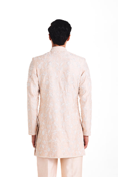Beige Blossom Bandhgala Set