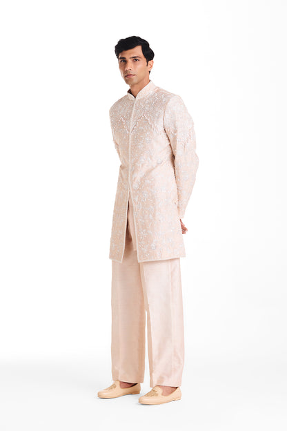 Beige Blossom Bandhgala Set