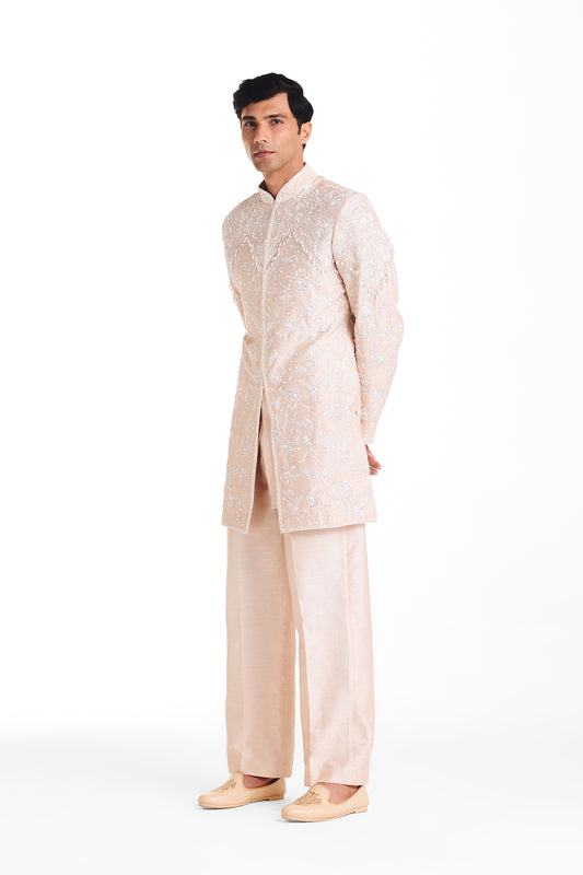 Beige Blossom Bandhgala Set