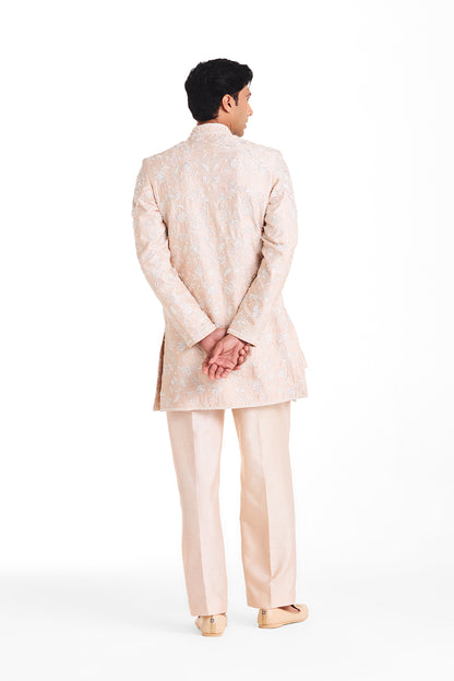 Beige Blossom Bandhgala Set