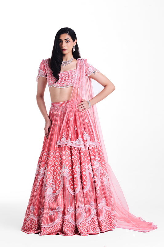Coral Blossom Lehenga Set