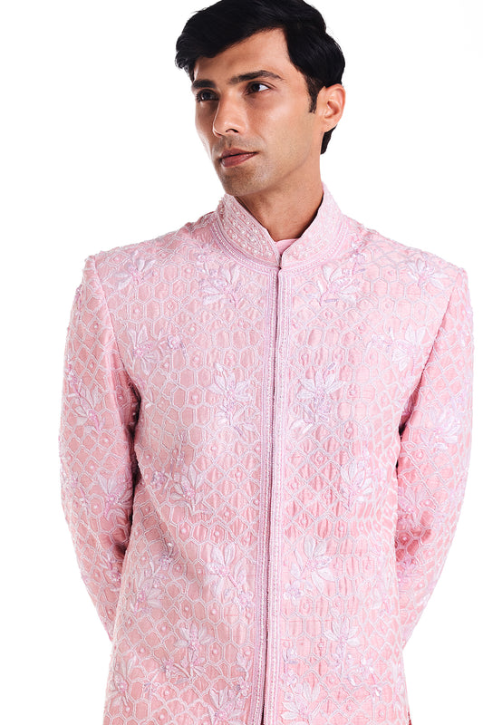 Pink Champagne Sherwani Set