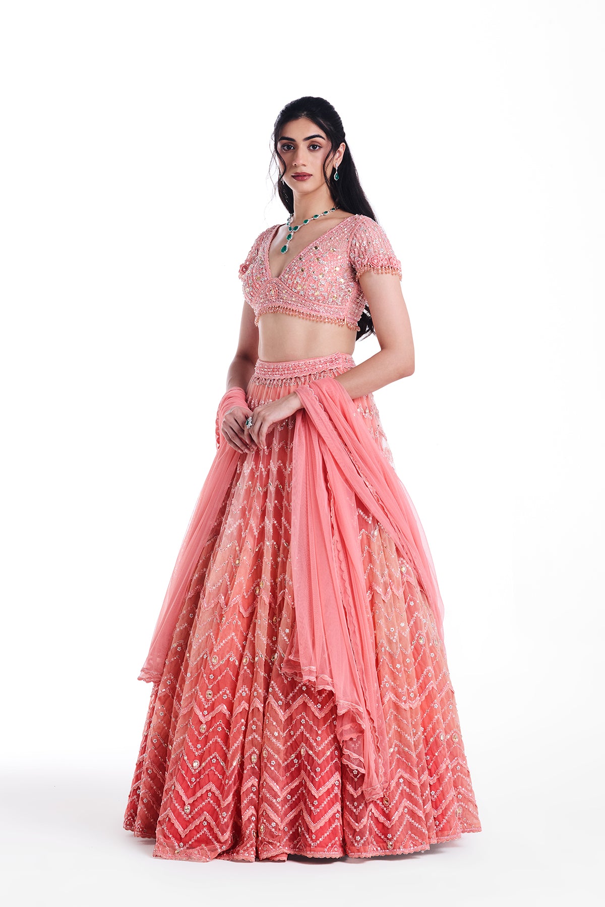 Coral Rose Lehenga Set