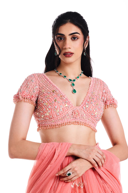 Coral Rose Lehenga Set