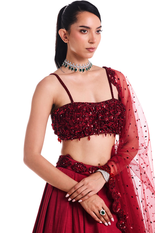 Scarlet Bloom Lehenga Set